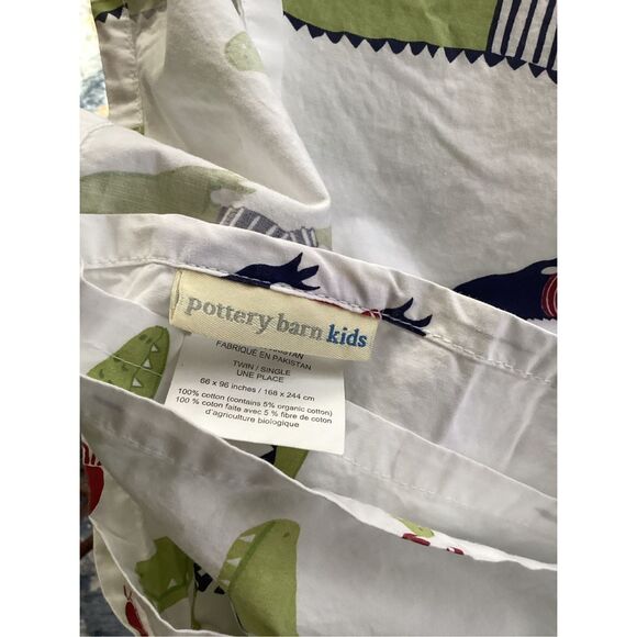 Pottery Barn Kids Twin Preppy Breton Alligator Sheet Set Fitted, Sheet Pillowcas - Picture 3 of 3